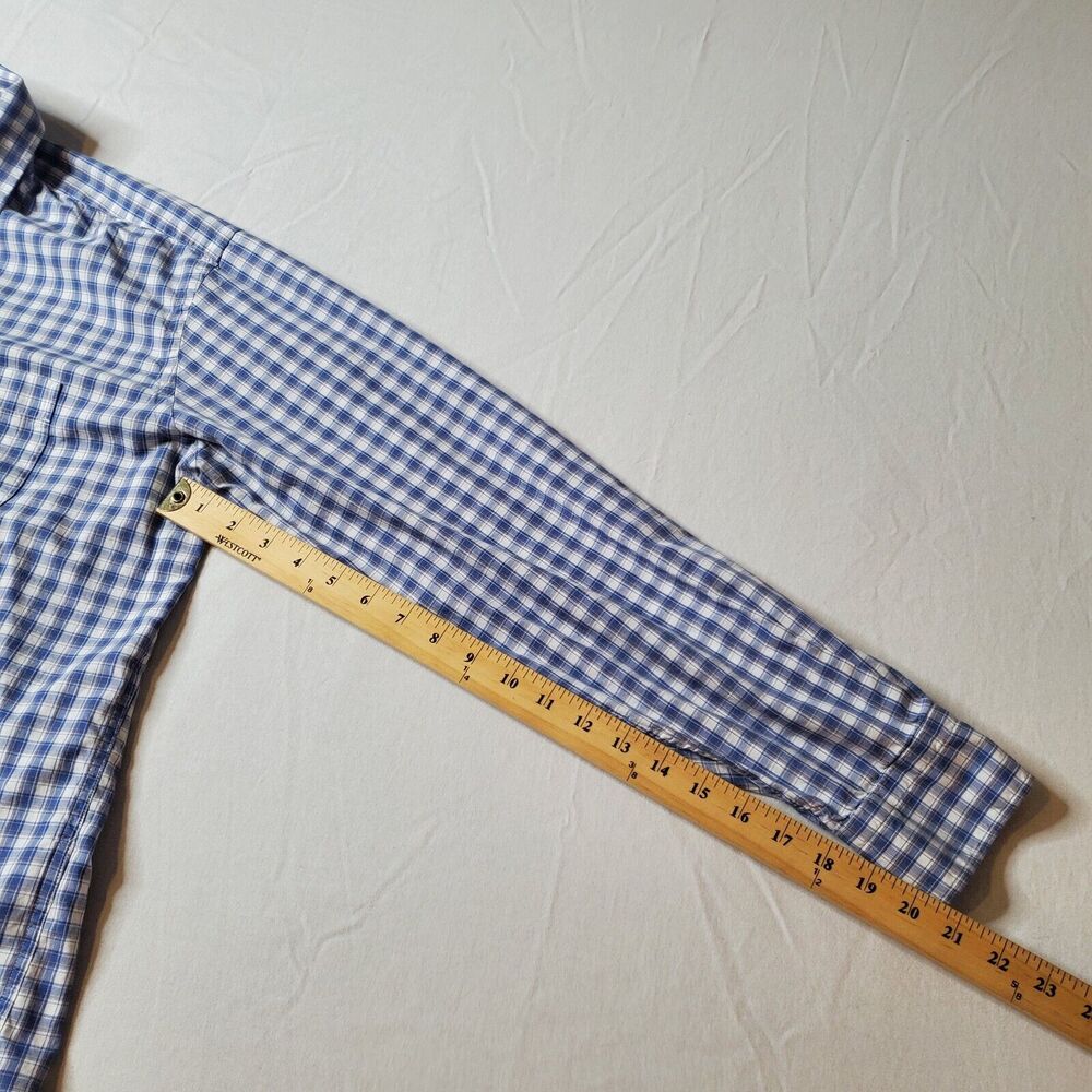 Peter Millar Men's Size XL Plaid Button Down Shirt Blue Plaid - Picture 7 of 7
